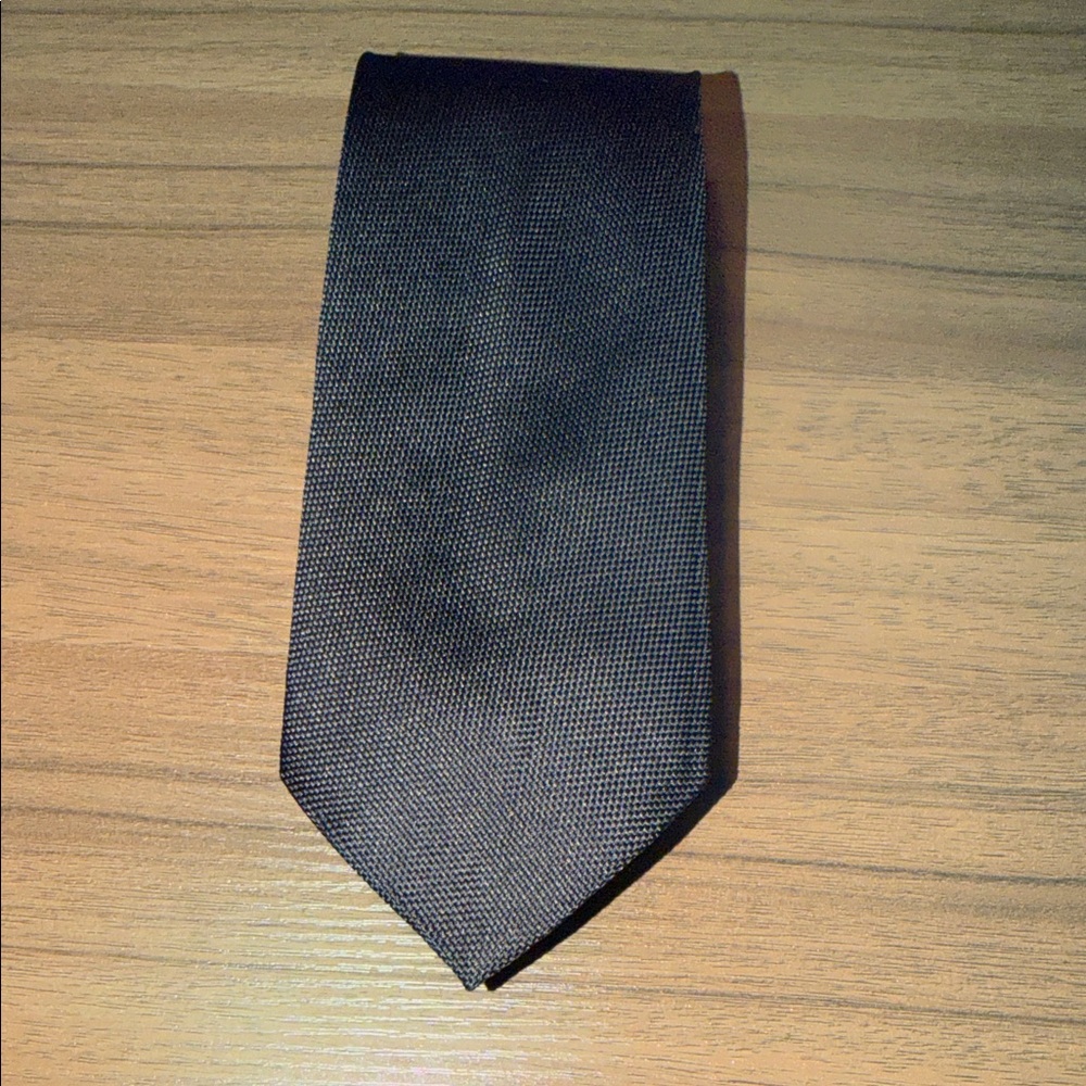 Eton Black Solid Silk Twill Tie